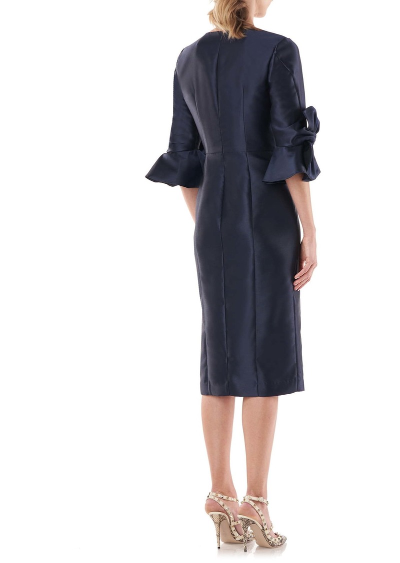 Kay unger bow outlet sleeve stretch mikado dress