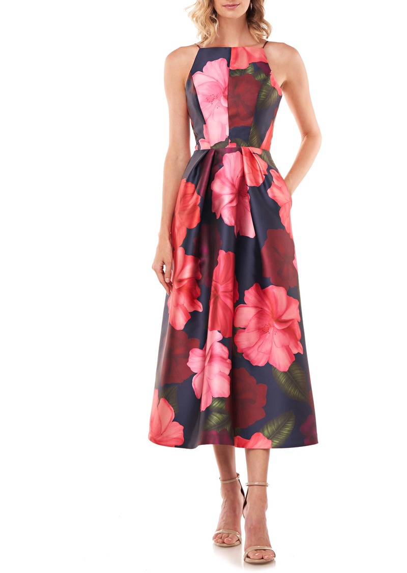 Kay Unger Madeline Floral Mikado Midi Dress - 40% Off!