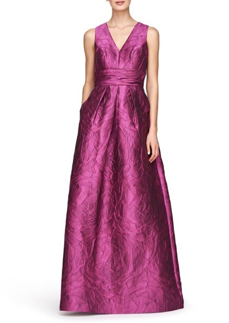 Kay Unger New York Kay Unger Mariah Crinkle Pleated Gown