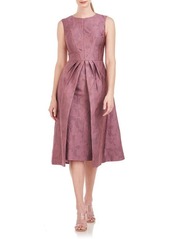 Kay Unger New York Kay Unger Norma Pleated Floral Embroidered Cocktail Dress