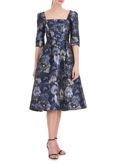 Kay Unger New York Kay Unger Piper Floral Jacquard Fit & Flare Midi Dress