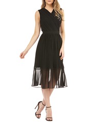 Kay Unger New York Kay Unger Pleated Chiffon Faux Wrap Cocktail Dress