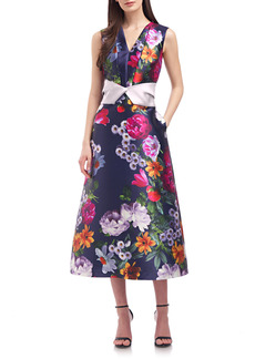 Kay Unger New York Kay Unger Rain Sleeveless Gown in Midnight Peony Bouquet at Nordstrom