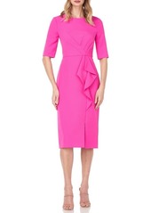 Kay Unger New York Kay Unger Ruffle Detail Sheath Cocktail Dress in Magenta at Nordstrom