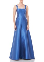 Kay Unger New York Kay Unger Tatiana Satin A-Line Gown in Sapphire at Nordstrom