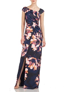 Kay Unger New York Kay Unger Wafa Floral Column Gown