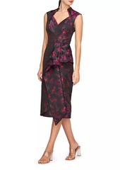 Kay Unger New York Kensley Floral Jacquard Midi Cocktail Dress