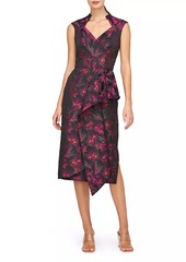 Kay Unger New York Kensley Floral Jacquard Midi Cocktail Dress