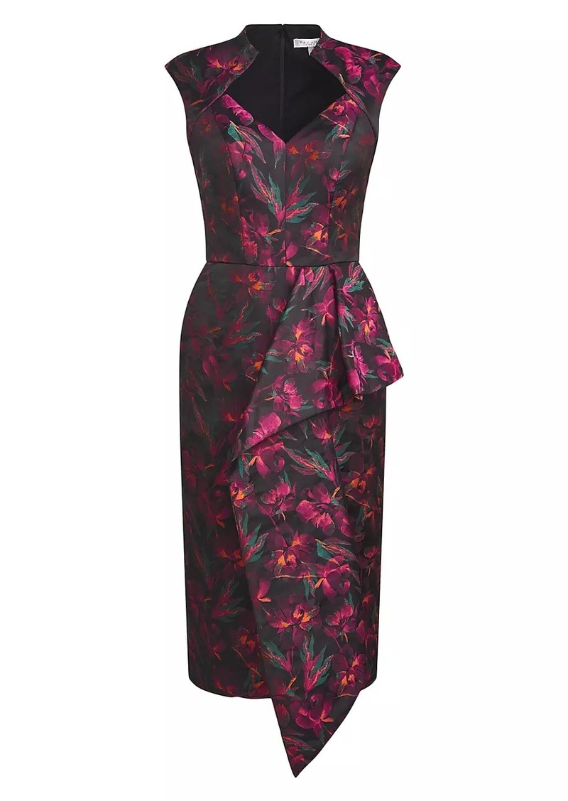 Kay Unger New York Kensley Floral Jacquard Midi Cocktail Dress