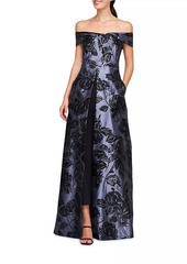 Kay Unger New York Kiana Floral Walk-Thru Jumpsuit