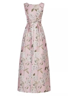 Kay Unger New York Lilianna Floral Jacquard Knotted Gown