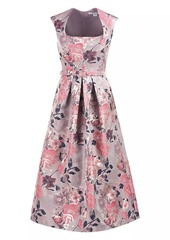 Kay Unger New York Lizbeth Floral Jacquard Midi-Dress