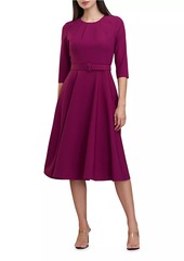 Kay Unger New York Lynette Crepe Belted Midi-Dress