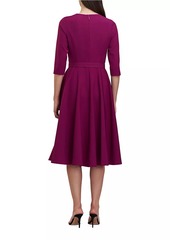 Kay Unger New York Lynette Crepe Belted Midi-Dress