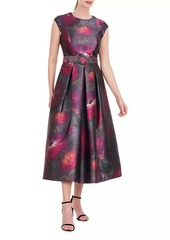 Kay Unger New York Mariana Floral Mikado Midi-Dress