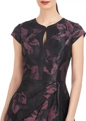 Kay Unger New York Massima Floral Jacquard Midi-Dress