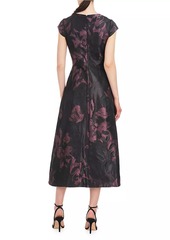 Kay Unger New York Massima Floral Jacquard Midi-Dress