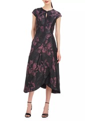 Kay Unger New York Massima Floral Jacquard Midi-Dress