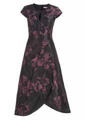 Kay Unger New York Massima Floral Jacquard Midi-Dress