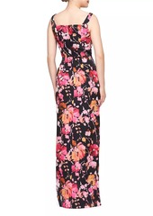 Kay Unger New York Nicole Floral Organza Column Gown