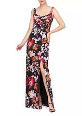 Kay Unger New York Nicole Floral Organza Column Gown