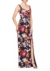 Kay Unger New York Nicole Floral Organza Column Gown