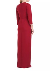 Kay Unger New York Phoenix Stretch-Crepe Column Gown