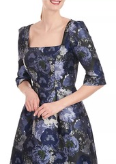 Kay Unger New York Piper Metallic Floral Midi Dress