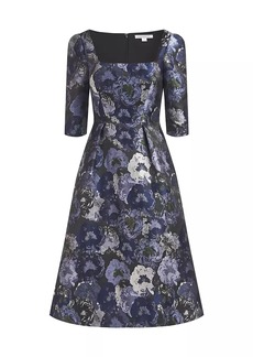 Kay Unger New York Piper Metallic Floral Midi Dress