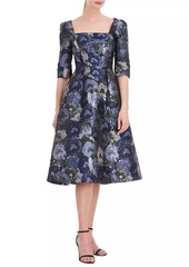 Kay Unger New York Piper Metallic Floral Midi Dress