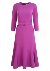 Kay Unger New York Polly Belted Flounce Midi-Dress