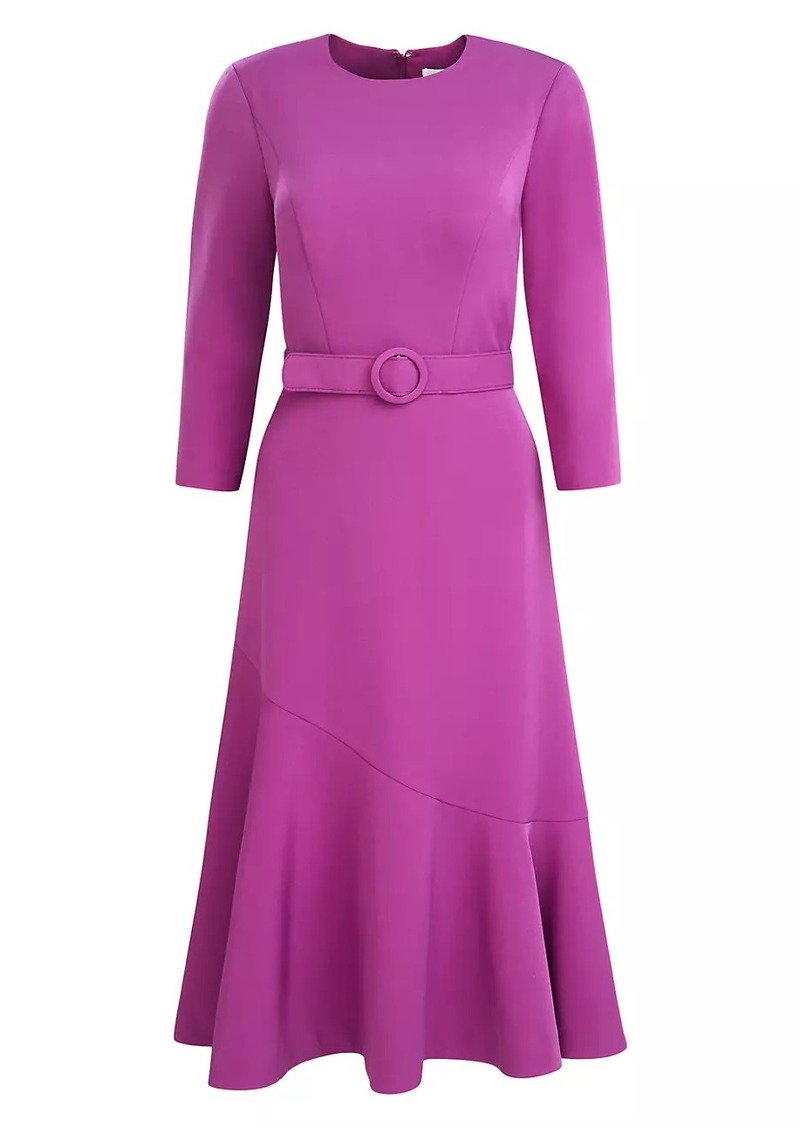 Kay Unger New York Polly Belted Flounce Midi-Dress