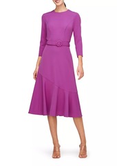 Kay Unger New York Polly Belted Flounce Midi-Dress