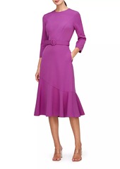 Kay Unger New York Polly Belted Flounce Midi-Dress