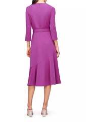 Kay Unger New York Polly Belted Flounce Midi-Dress