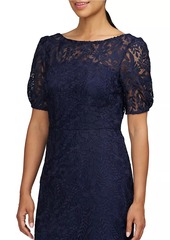 Kay Unger New York Portia Floral Lace Midi-Dress