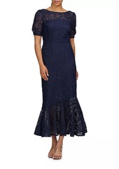 Kay Unger New York Portia Floral Lace Midi-Dress