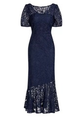 Kay Unger New York Portia Floral Lace Midi-Dress