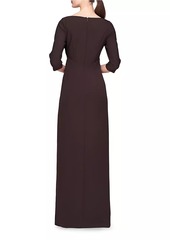 Kay Unger New York Priscilla Crepe Bow Column Gown