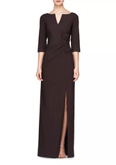 Kay Unger New York Priscilla Crepe Bow Column Gown