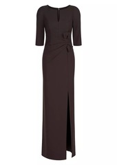 Kay Unger New York Priscilla Crepe Bow Column Gown