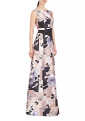 Kay Unger New York Rosabella Colorblocked Floral Gown