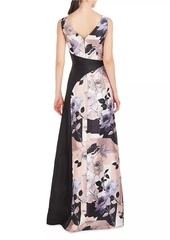 Kay Unger New York Rosabella Colorblocked Floral Gown