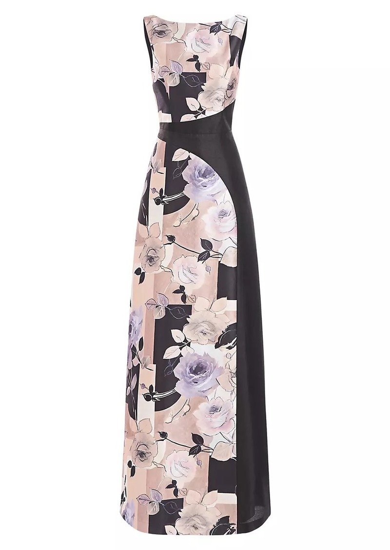 Kay Unger New York Rosabella Colorblocked Floral Gown