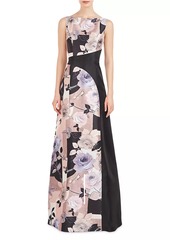 Kay Unger New York Rosabella Colorblocked Floral Gown