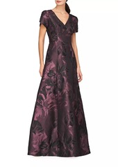 Kay Unger New York Rowena Floral Jacquard Ball Gown