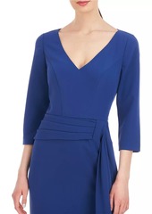 Kay Unger New York Ryder Crepe V-Neck Midi-Dress