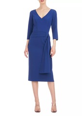 Kay Unger New York Ryder Crepe V-Neck Midi-Dress