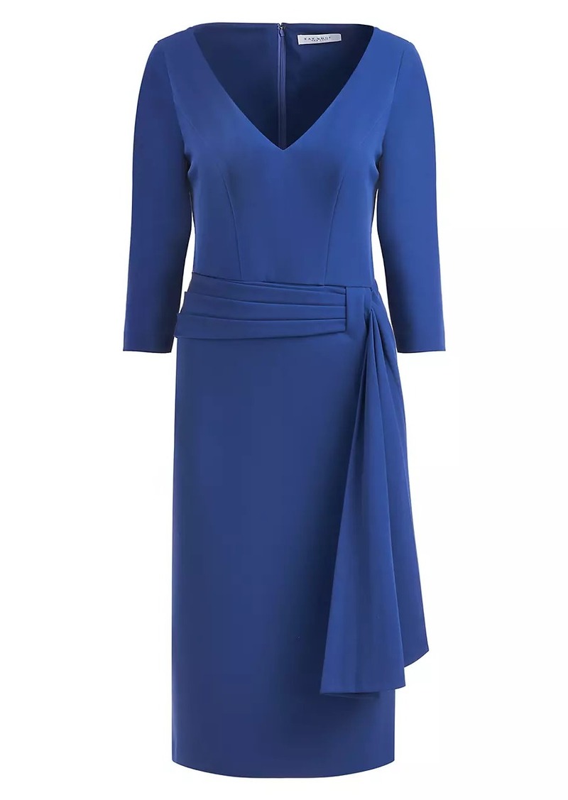 Kay Unger New York Ryder Crepe V-Neck Midi-Dress