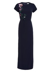 Kay Unger New York Serenity Floral Embellished Column Gown